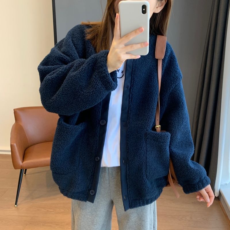 Kvinnors fluffig oversized jacka med stora fickor-Eva Jonsson