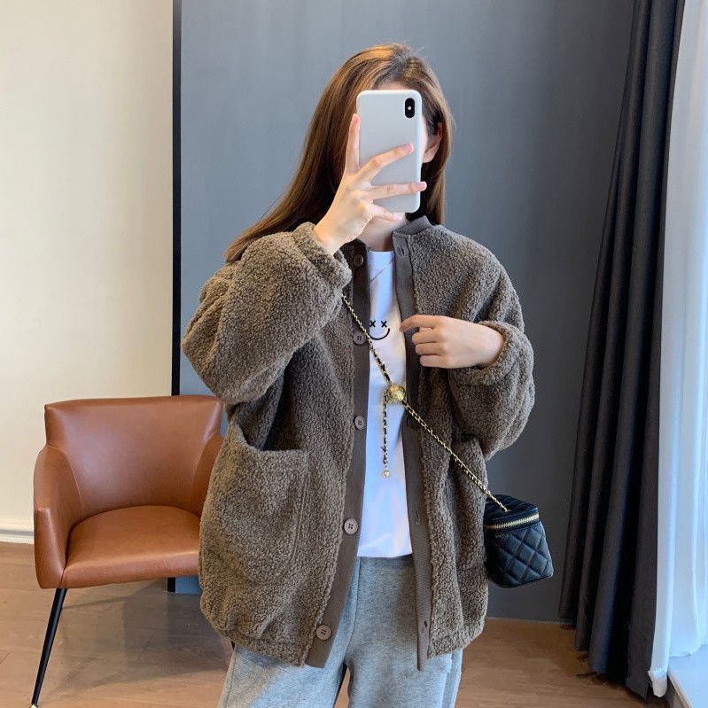 Kvinnors fluffig oversized jacka med stora fickor-Eva Jonsson