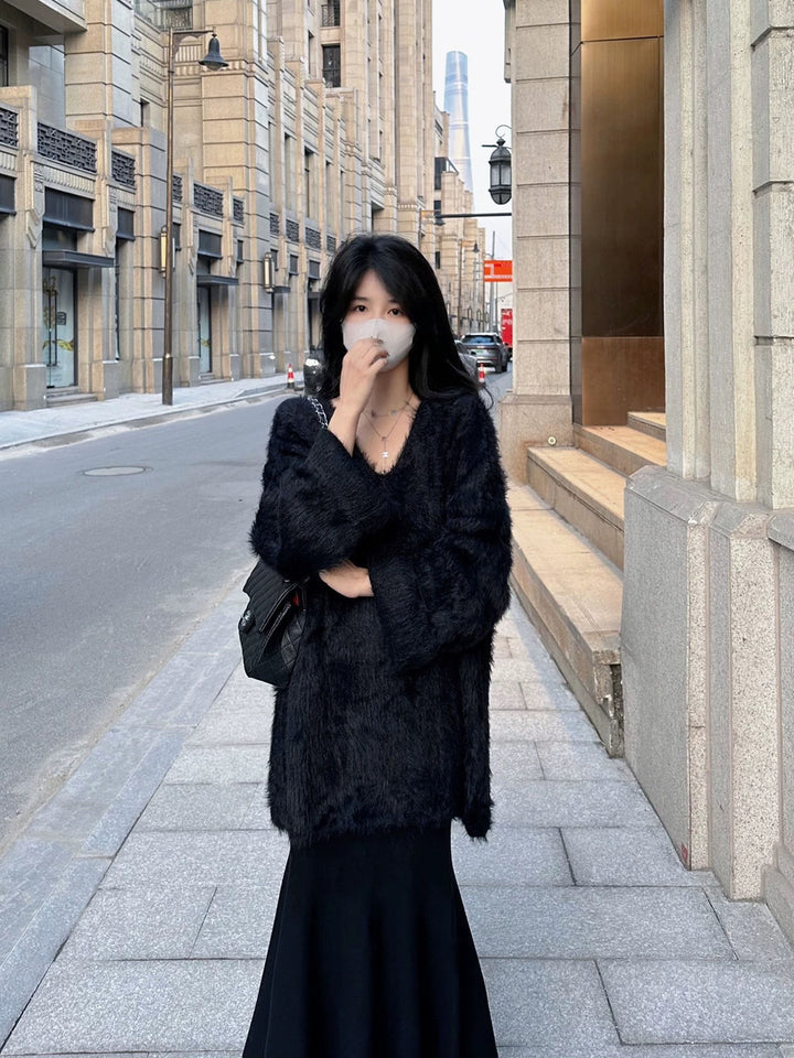 Kvinnors fluffiga och stiliga cardigan Mirla-Eva Jonsson