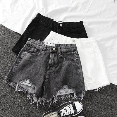 Kvinnors förstörda denimshorts med hög midja och fransad nederkant-Eva Jonsson