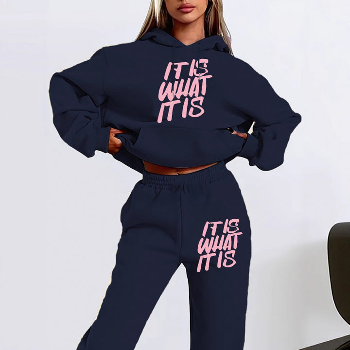 Kvinnors fritids hoodie och jogger set med inspirerande text Mirla-Eva Jonsson