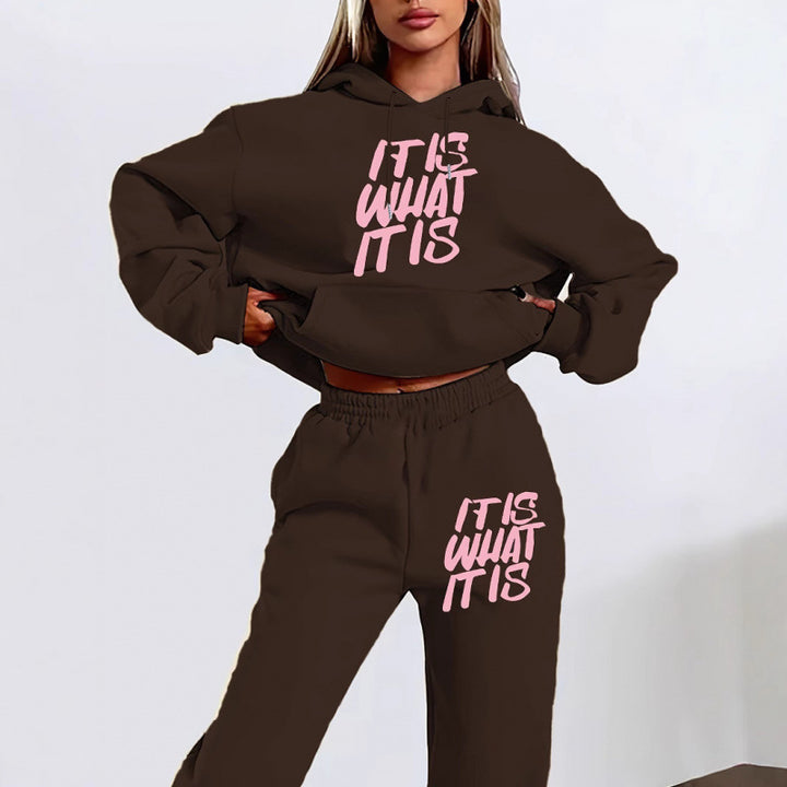 Kvinnors fritids hoodie och jogger set med inspirerande text Mirla-Eva Jonsson