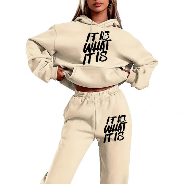 Kvinnors fritids hoodie och jogger set med inspirerande text Mirla-Eva Jonsson