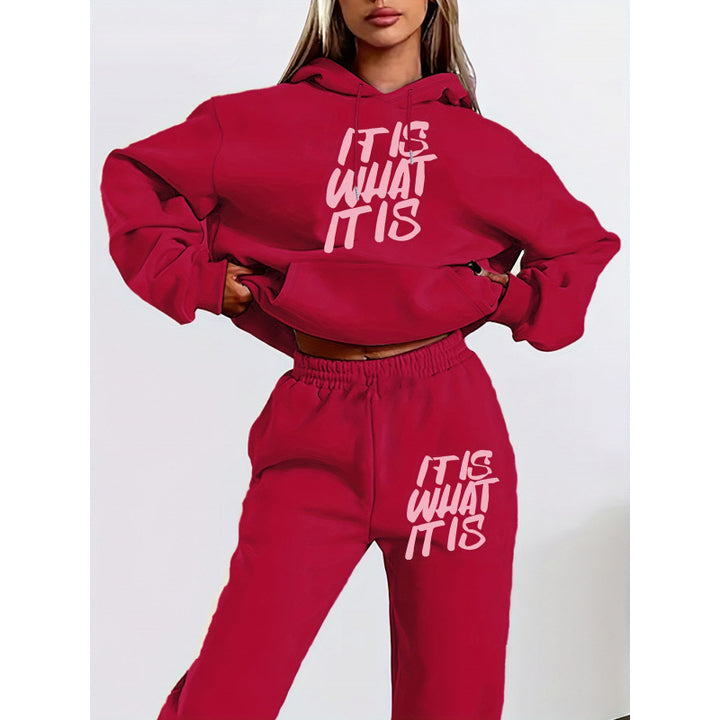 Kvinnors fritids hoodie och jogger set med inspirerande text Mirla-Eva Jonsson