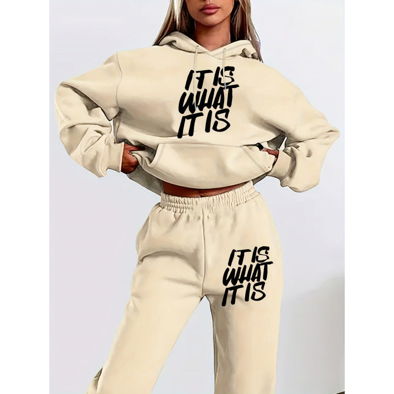 Kvinnors fritids hoodie och jogger set med inspirerande text Mirla-Eva Jonsson