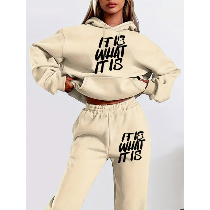 Kvinnors fritids hoodie och jogger set med inspirerande text Mirla-Eva Jonsson