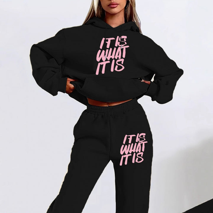 Kvinnors fritids hoodie och jogger set med inspirerande text Mirla-Eva Jonsson