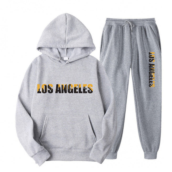 Kvinnors fritids hoodie och joggingbyxor set med avslappnad Los Angeles-text Mirla-Eva Jonsson