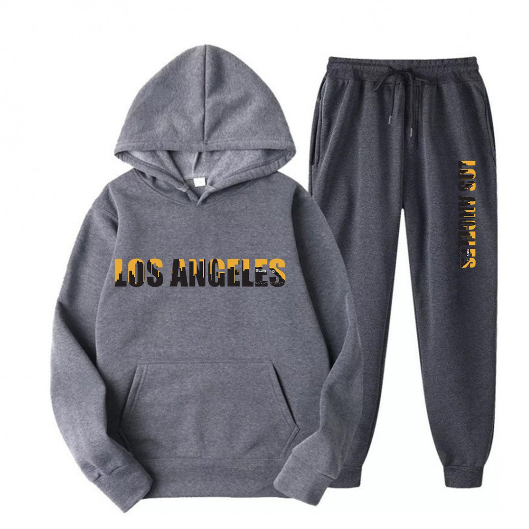 Kvinnors fritids hoodie och joggingbyxor set med avslappnad Los Angeles-text Mirla-Eva Jonsson