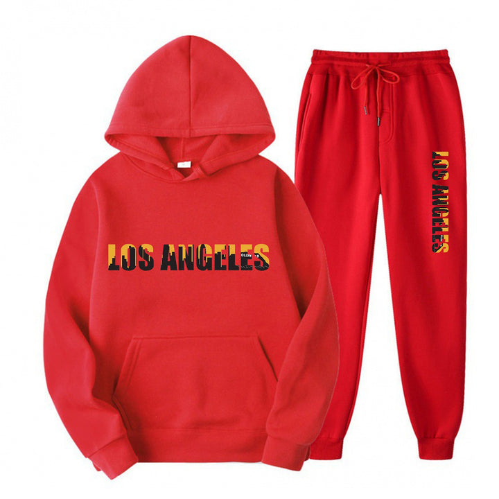 Kvinnors fritids hoodie och joggingbyxor set med avslappnad Los Angeles-text Mirla-Eva Jonsson
