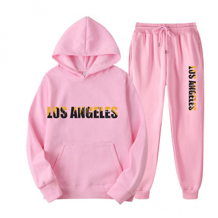Kvinnors fritids hoodie och joggingbyxor set med avslappnad Los Angeles-text Mirla-Eva Jonsson