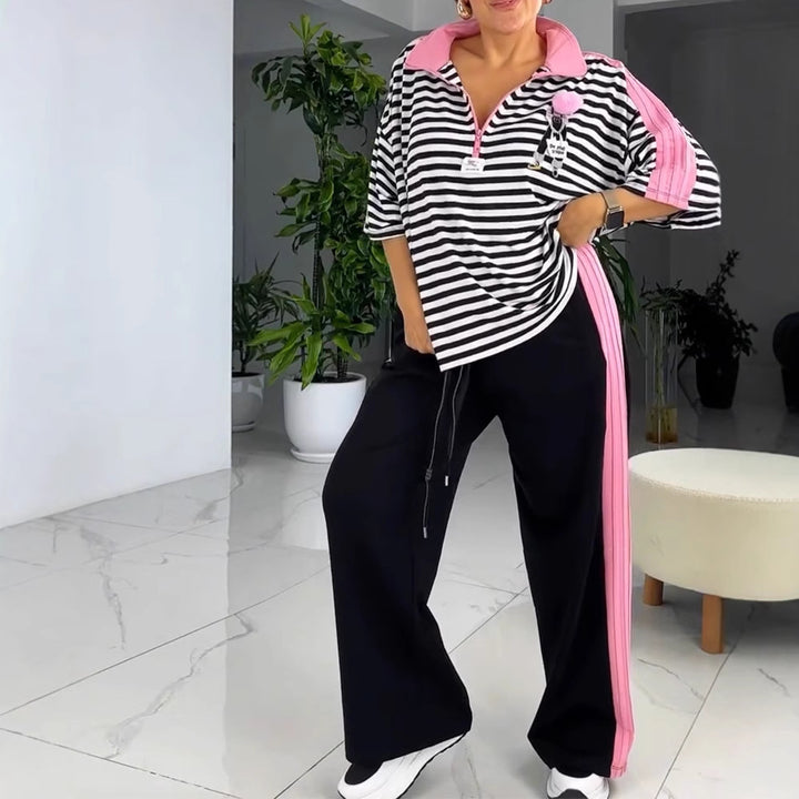 Kvinnors fritidsset med randig topp och bekväma joggers Mirla-Eva Jonsson