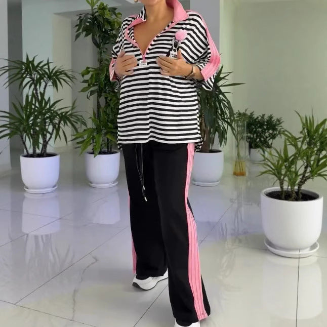 Kvinnors fritidsset med randig topp och bekväma joggers Mirla-Eva Jonsson