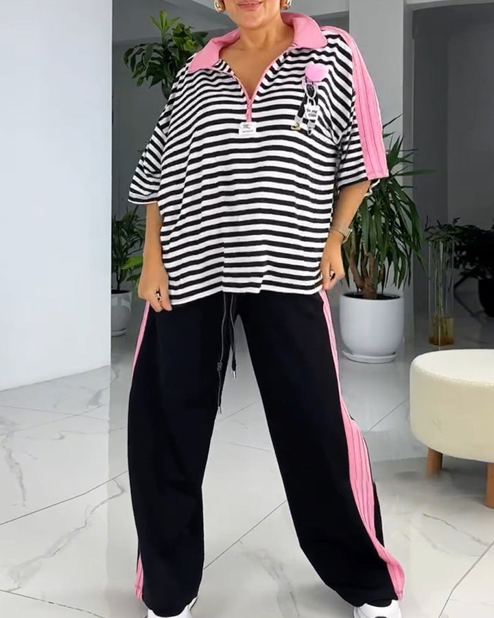 Kvinnors fritidsset med randig topp och bekväma joggers Mirla-Eva Jonsson