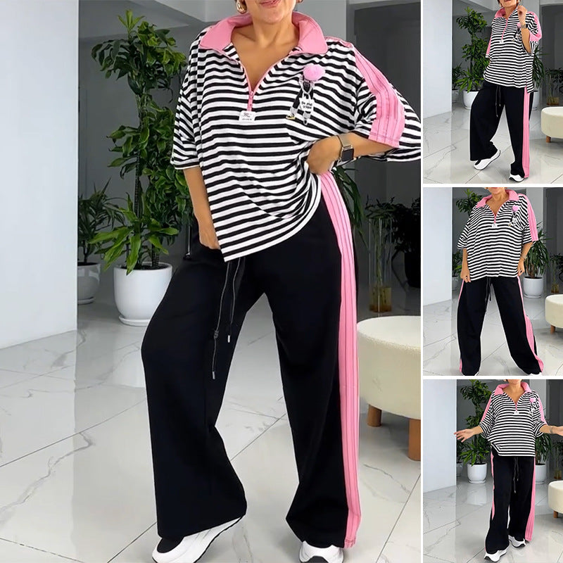 Kvinnors fritidsset med randig topp och bekväma joggers Mirla-Eva Jonsson