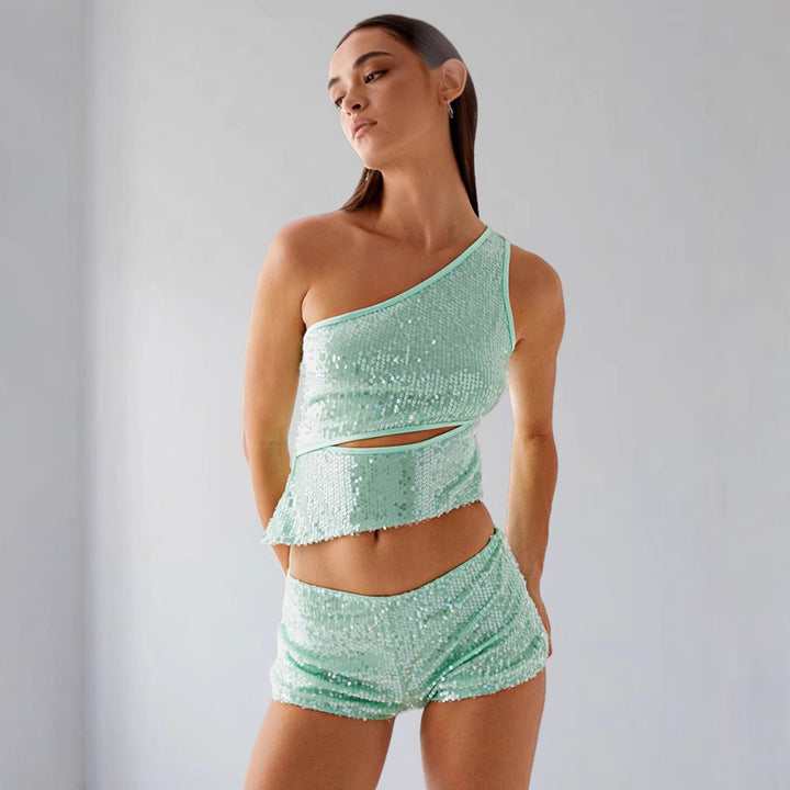 Kvinnors glittrande topp och shorts set Mirla-Eva Jonsson