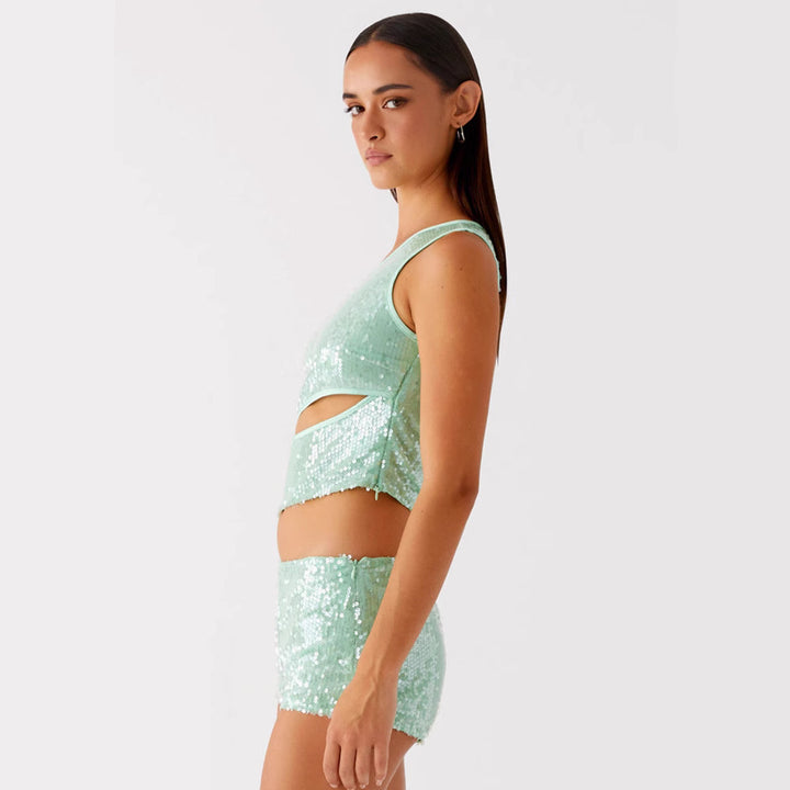 Kvinnors glittrande topp och shorts set Mirla-Eva Jonsson