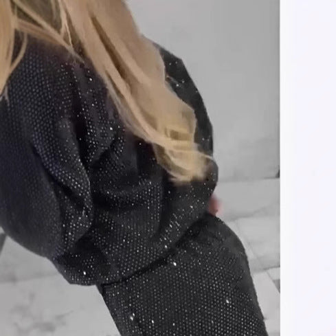 Kvinnors glittriga sportset med lös passform och elastisk midja Mirla-Eva Jonsson