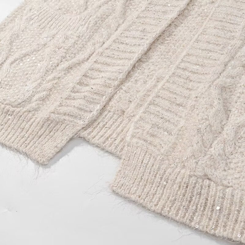 Kvinnors grova stickade cardigan med praktiska fickor Mirla-Eva Jonsson