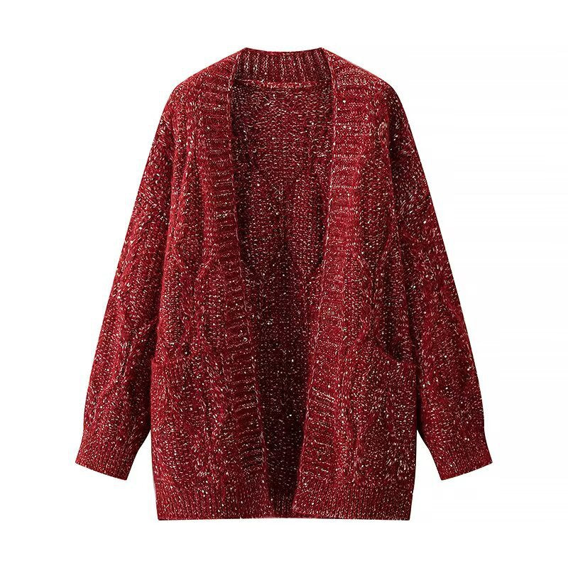 Kvinnors grova stickade cardigan med praktiska fickor Mirla-Eva Jonsson