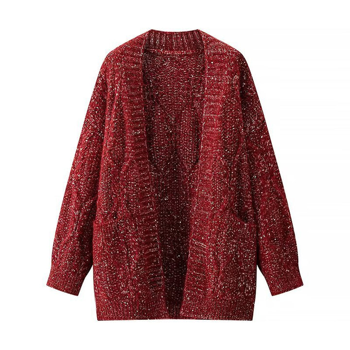 Kvinnors grova stickade cardigan med praktiska fickor Mirla-Eva Jonsson