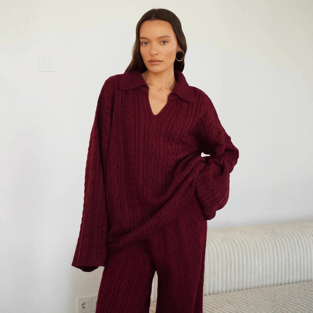 Kvinnors grovstickad tröja med generös passform och stiliga mönster Mirla-Eva Jonsson