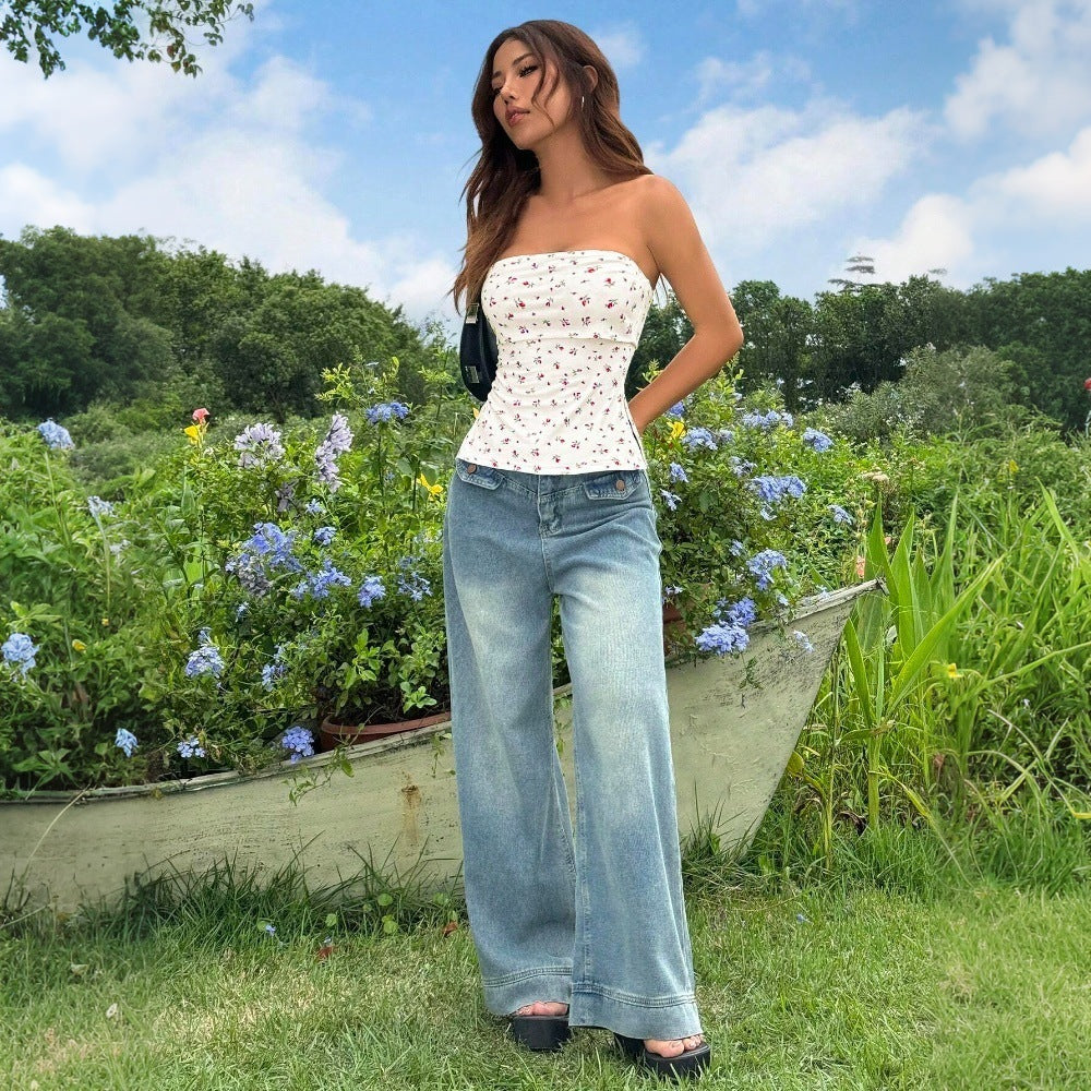 Kvinnors hållbara bustier med blommönster och elastisk fåll Mirla-Eva Jonsson