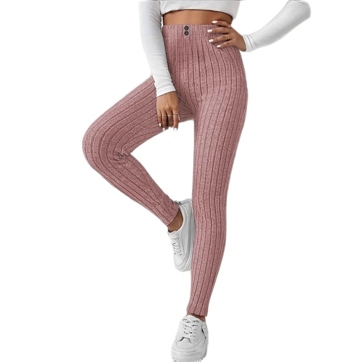 Kvinnors hög midja ribbad stickad leggings Mirla-Eva Jonsson