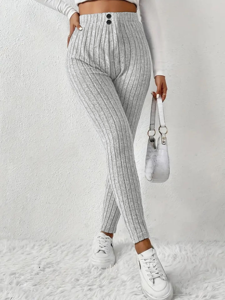 Kvinnors hög midja ribbad stickad leggings Mirla-Eva Jonsson