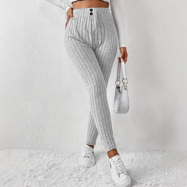 Kvinnors hög midja ribbad stickad leggings Mirla-Eva Jonsson