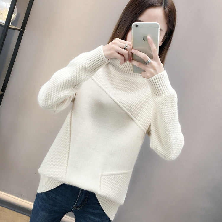 Kvinnors högaxlad pullover med texturerad design Mirla-Eva Jonsson