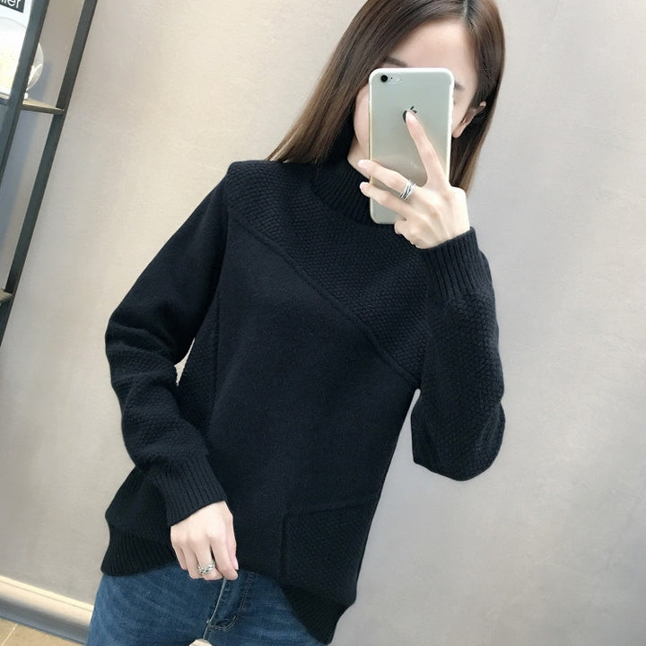 Kvinnors högaxlad pullover med texturerad design Mirla-Eva Jonsson