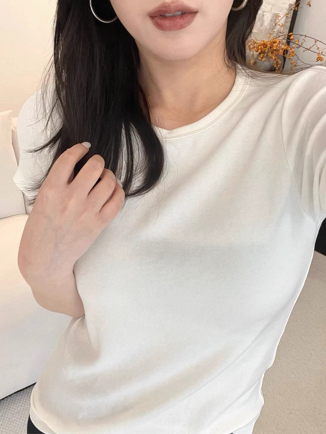 Kvinnors högkvalitativa, figurnära bas t-shirt Mirla-Eva Jonsson