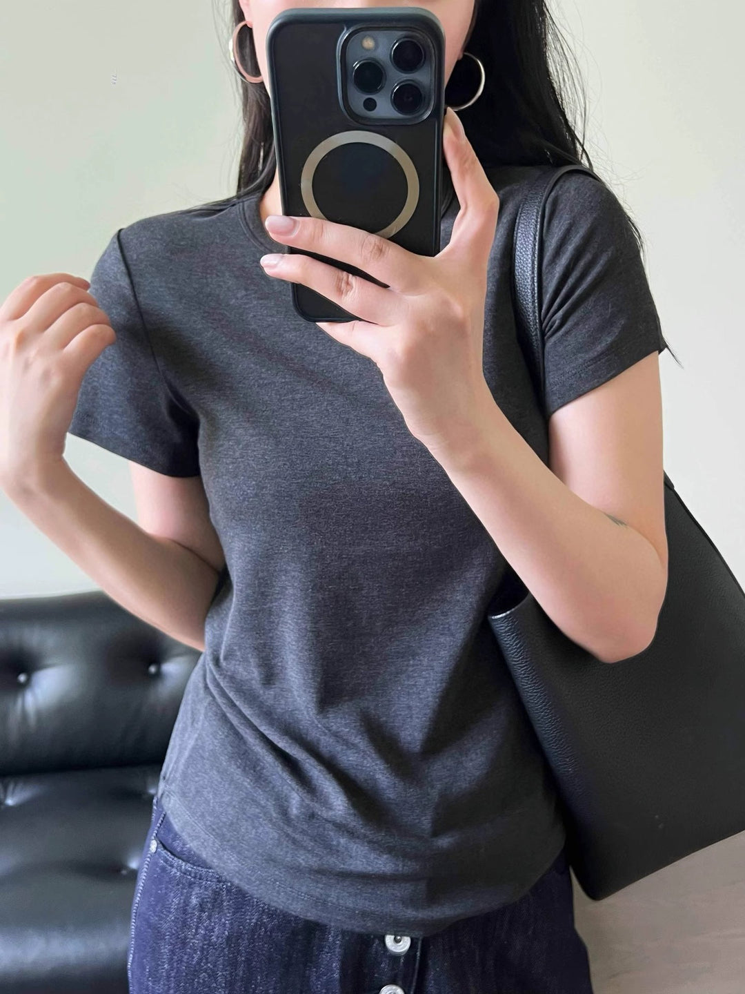 Kvinnors högkvalitativa, figurnära bas t-shirt Mirla-Eva Jonsson
