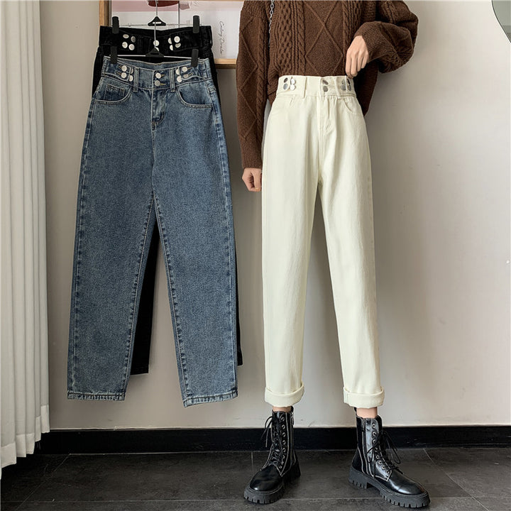 Kvinnors högmidjade chinos med sidofickor-Eva Jonsson