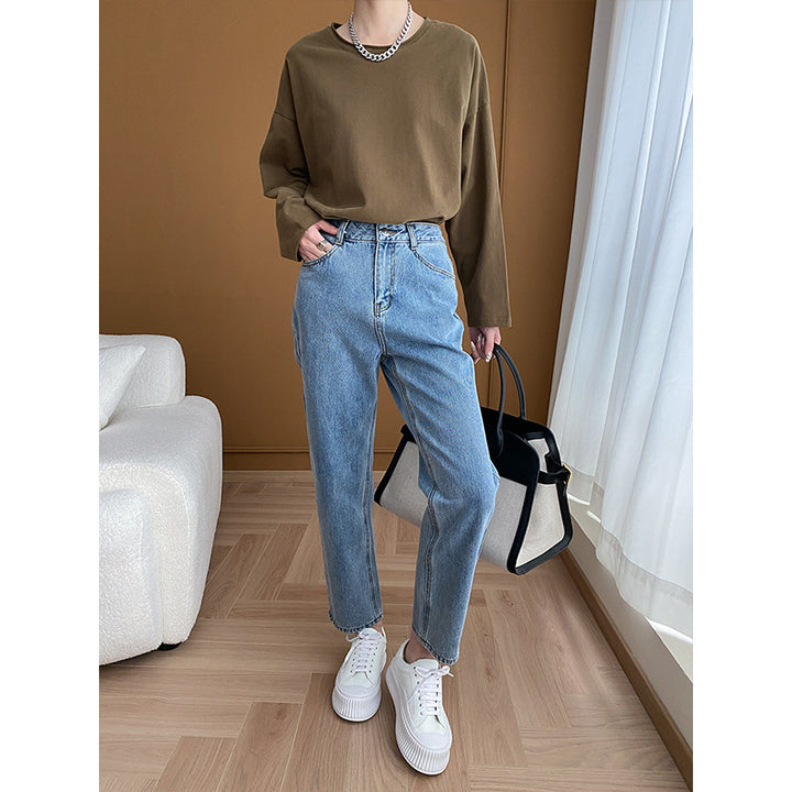 Kvinnors högmidjade jeans med kort passform Mirla-Eva Jonsson