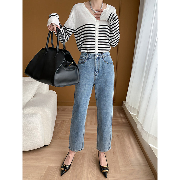 Kvinnors högmidjade jeans med kort passform Mirla-Eva Jonsson