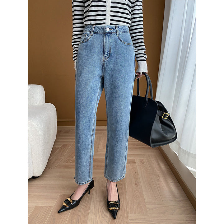 Kvinnors högmidjade jeans med kort passform Mirla-Eva Jonsson