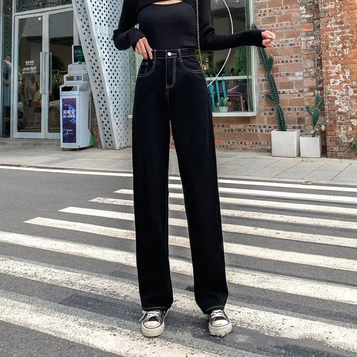Kvinnors högmidjade jeans med vida ben Mirla-Eva Jonsson