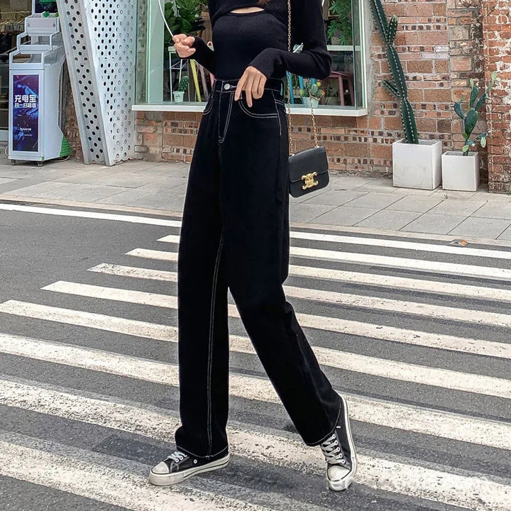 Kvinnors högmidjade jeans med vida ben Mirla-Eva Jonsson