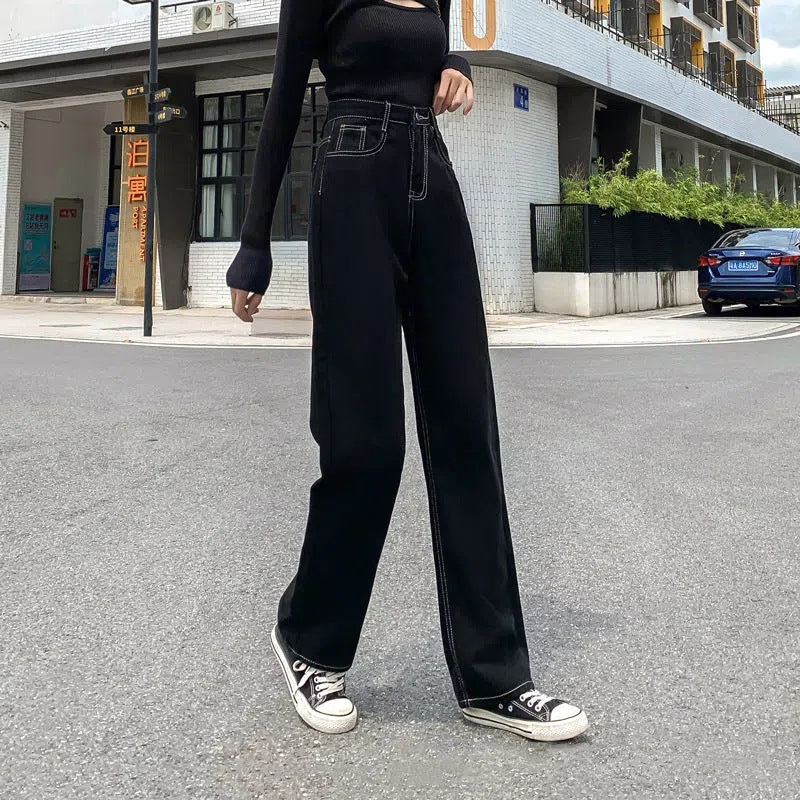 Kvinnors högmidjade jeans med vida ben Mirla-Eva Jonsson