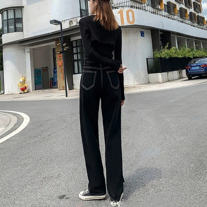 Kvinnors högmidjade jeans med vida ben Mirla-Eva Jonsson