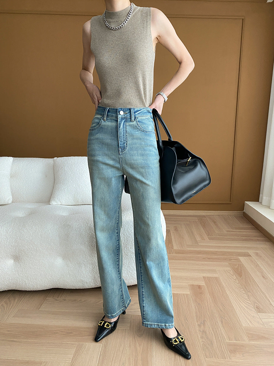 Kvinnors högmidjade jeans med vida ben Mirla-Eva Jonsson