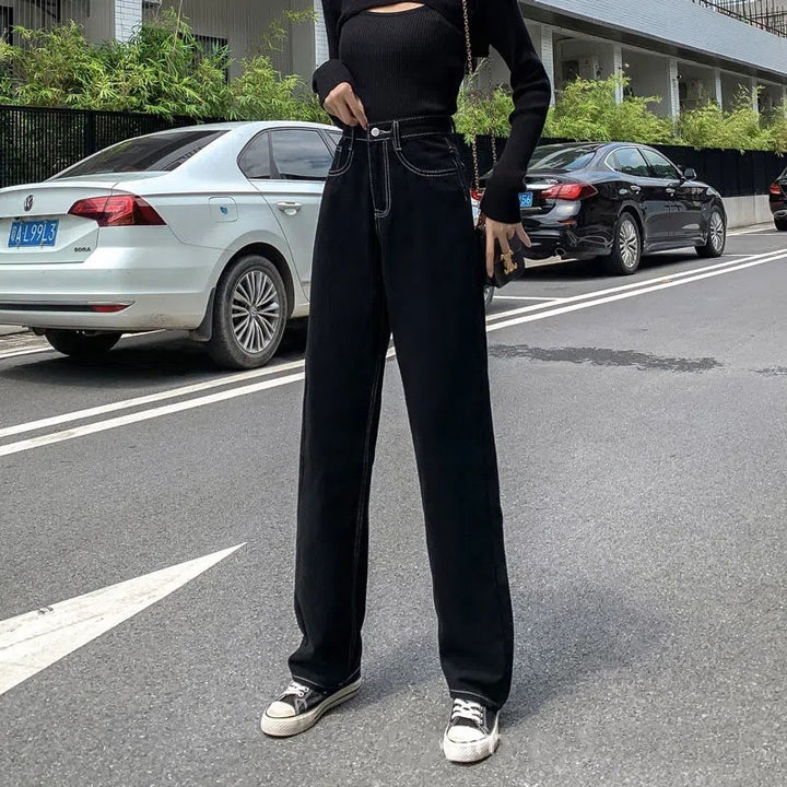 Kvinnors högmidjade jeans med vida ben Mirla-Eva Jonsson