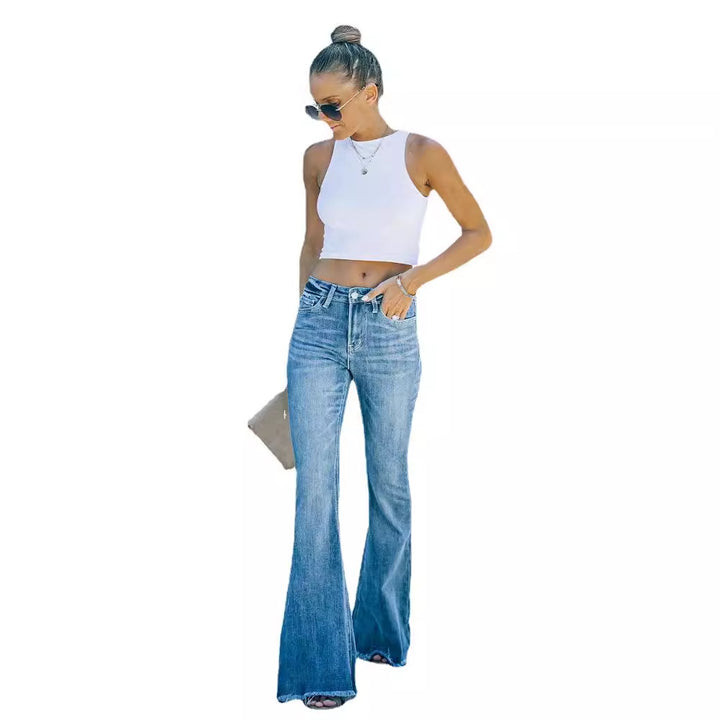 Kvinnors högmidjade utsvängda jeans i vintage stil Mirla-Eva Jonsson