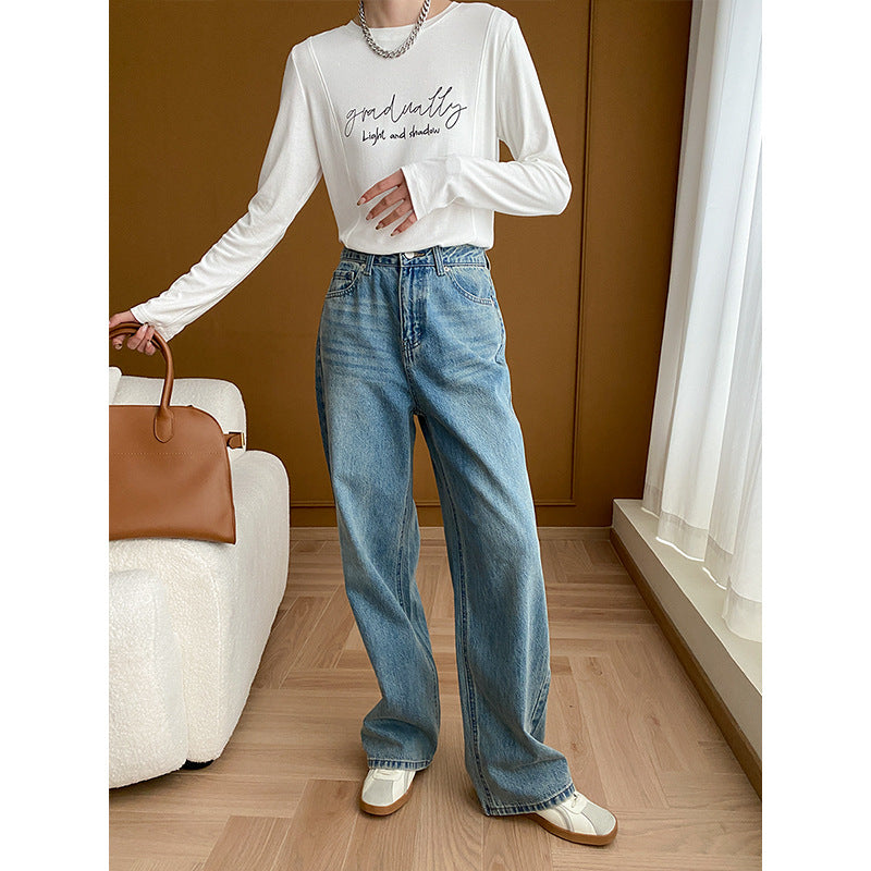 Kvinnors högmidjade vida jeans Mirla-Eva Jonsson