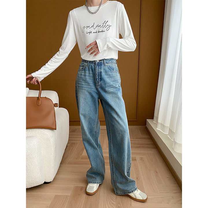Kvinnors högmidjade vida jeans Mirla-Eva Jonsson