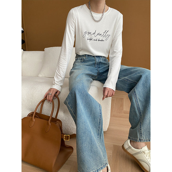 Kvinnors högmidjade vida jeans Mirla-Eva Jonsson