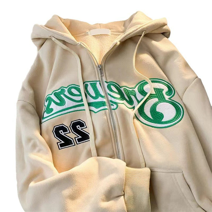 Kvinnors hooded jacka med nostalgisk sportdesign Mirla-Eva Jonsson