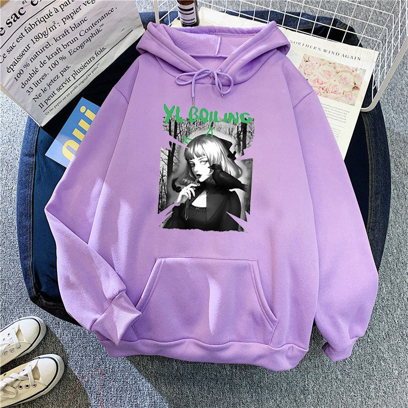Kvinnors hooded sweatshirt med avantgardistisk grafisk design Mirla-Eva Jonsson